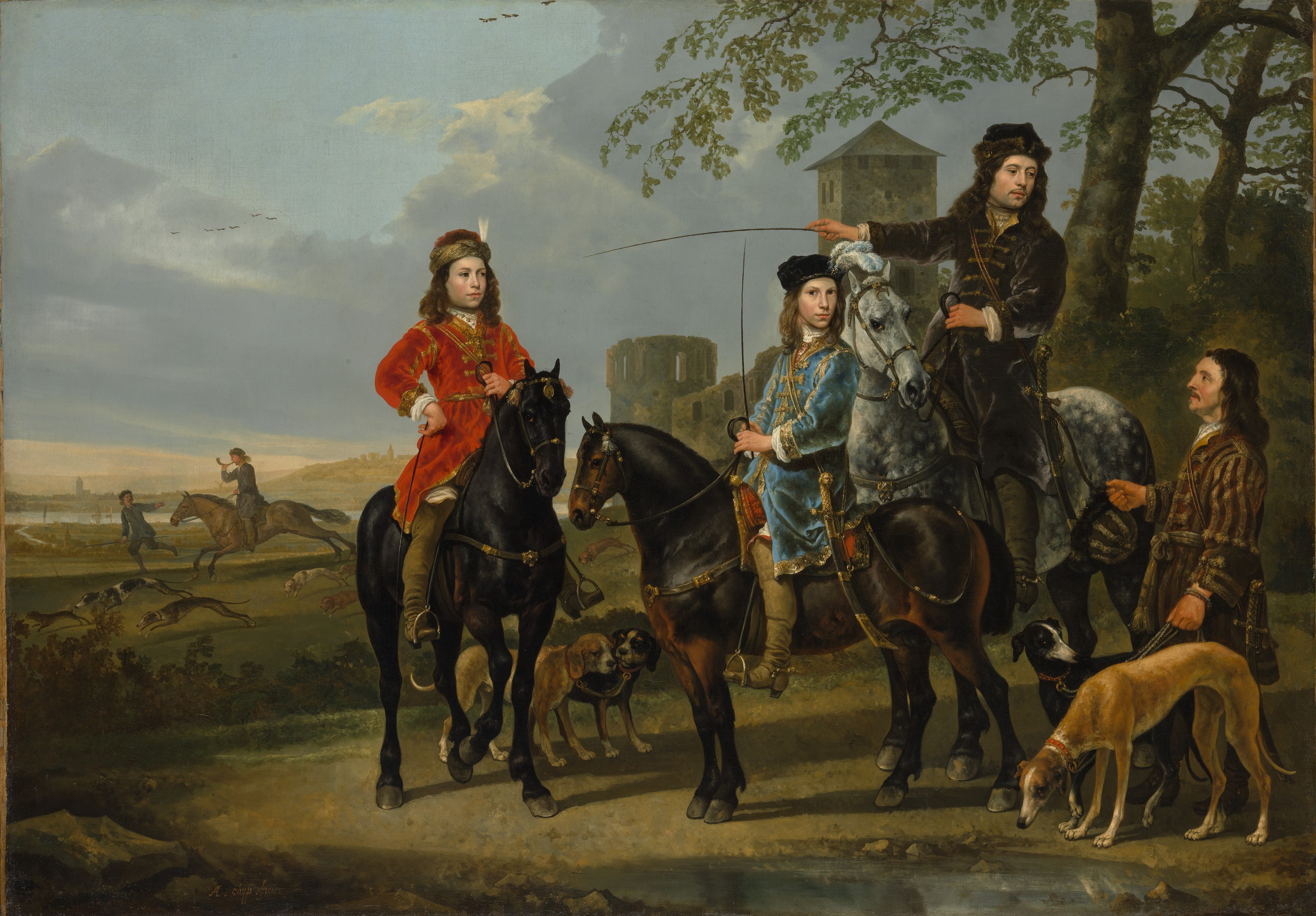 Equestrian Portrait of Cornelis (1639–1680) and Michiel Pompe van Meerdervoort (1638–1653) with Their Tutor and Coachman 커스텀 굿즈 갤러리