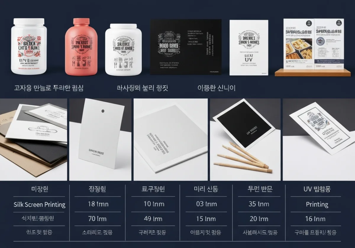 판촉물 인쇄 방식 비교표 실크 열전사 UV 디지털 장단점 적합 품목 정리